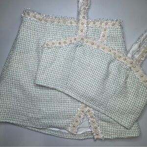 Shein Tweed Two-Piece Set with Pearl Details
